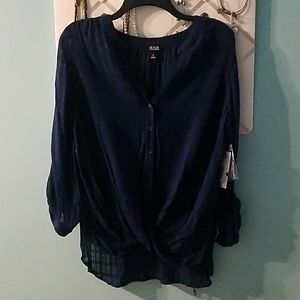 Light weight knot front Navy blouse